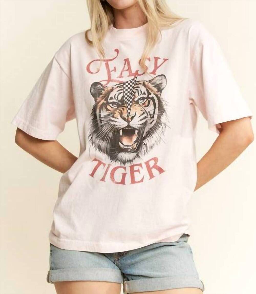 NEW JADE BY JANE easy tiger graphic top in light pink